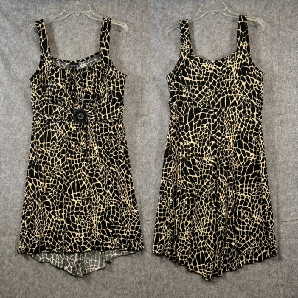Y2K Babydoll Giraffe cocktail party dress Womens 14W Beaded Whimsigoth Animal